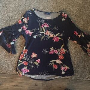 Apt. 9 Navy Floral Blouse